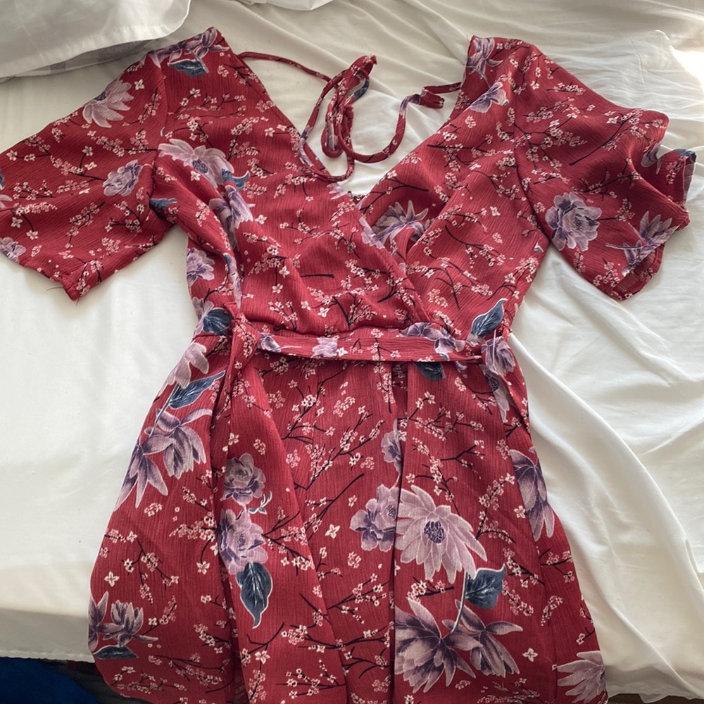Charlotte Russe floral romper, zip up